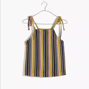 Madewell- Texture & Thread Tie-Shoulder Tank Top in Rainbow Crochet